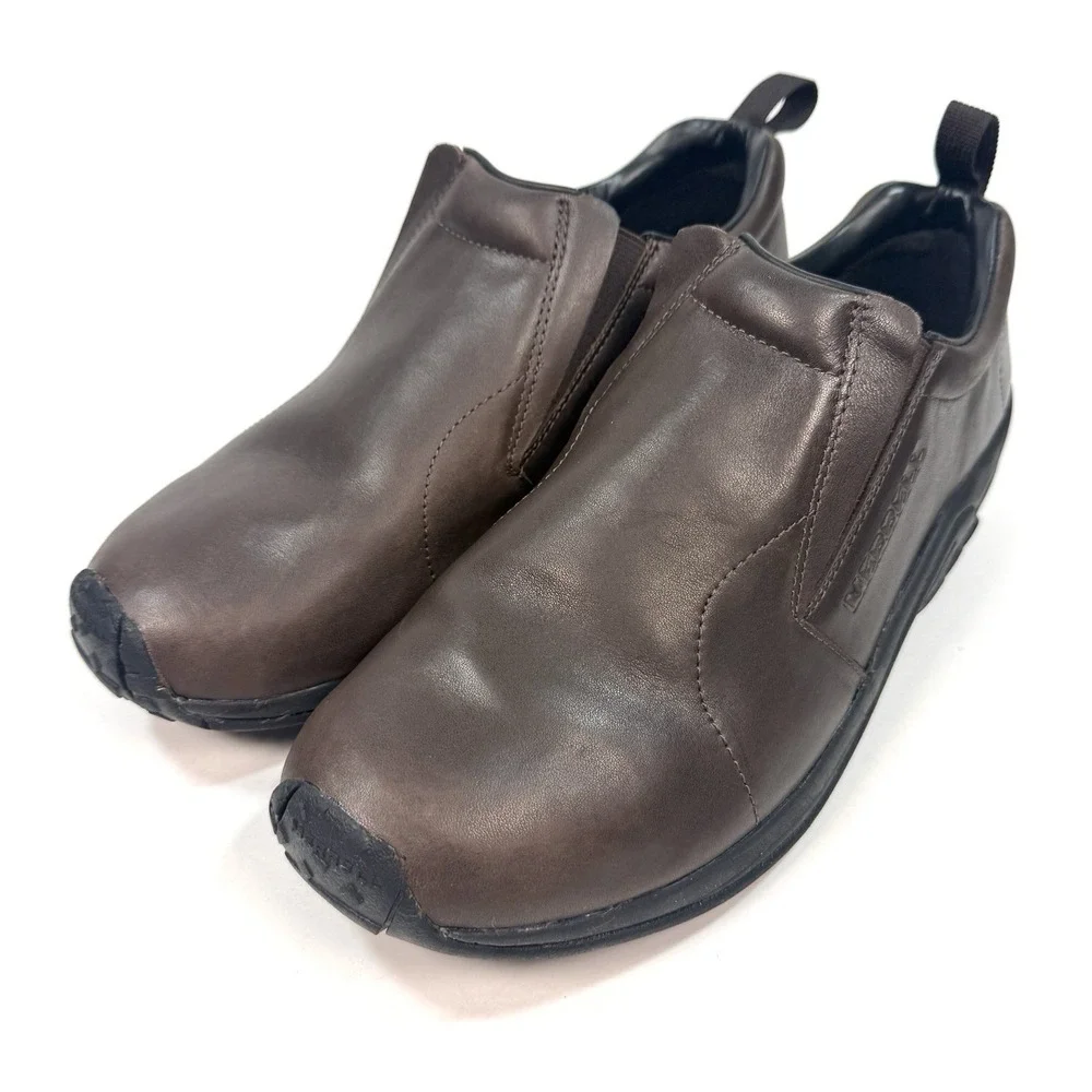 Merrell Mens 11.5W Wide Leather Slip On Comfort Walking Shoes Brown J84987W